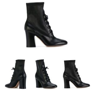 Gianvito Rossi Black Lace-Up Leather Ankle Boots